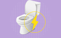 Symbolbild:Toilette mit gelbem Blitzsymbol.
