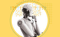 Grafik eines Roboters mit Fragezeichen um den Kopf