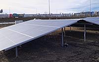 Photovoltaikanlage mit der Anti-Blend-Folie von Phytonics, am Münchner Flughafen.