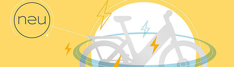 Grafik eines Fahrrads mit elektrischen Blitzen