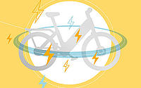 Grafik eines Fahrrads mit elektrischen Blitzen