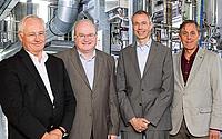 Prof. Dr. Andreas E. Guber, Dr. Ralf Ahrens und Dr. Gilbert Gorr von Phyton Biotech und Prof. Dr. Peter Nick